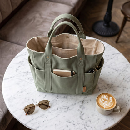 Multi-Pocket Canvas Tote Bag — PDF Sewing Pattern