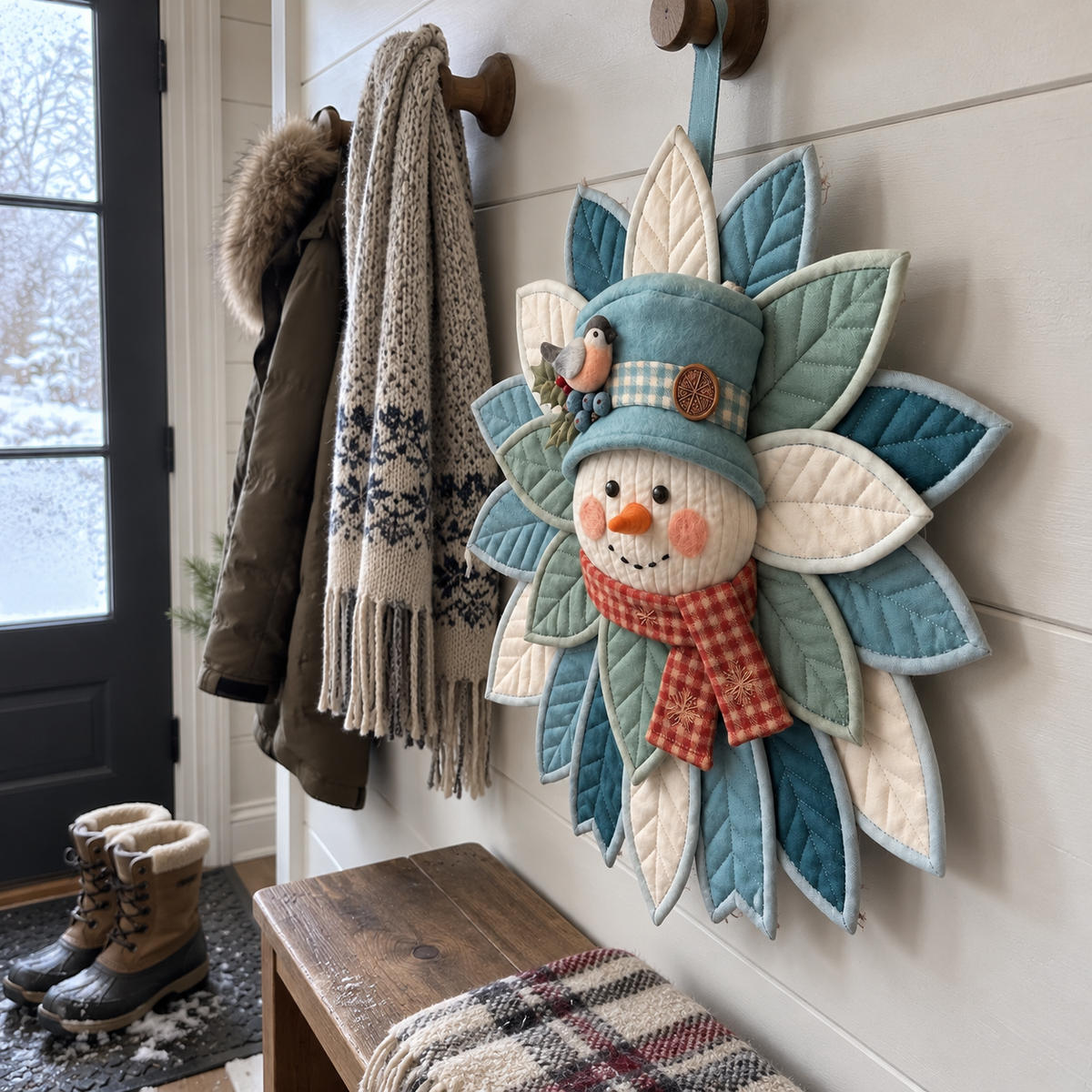 Snowman Petal Wreath Door Hanger — PDF Sewing Pattern