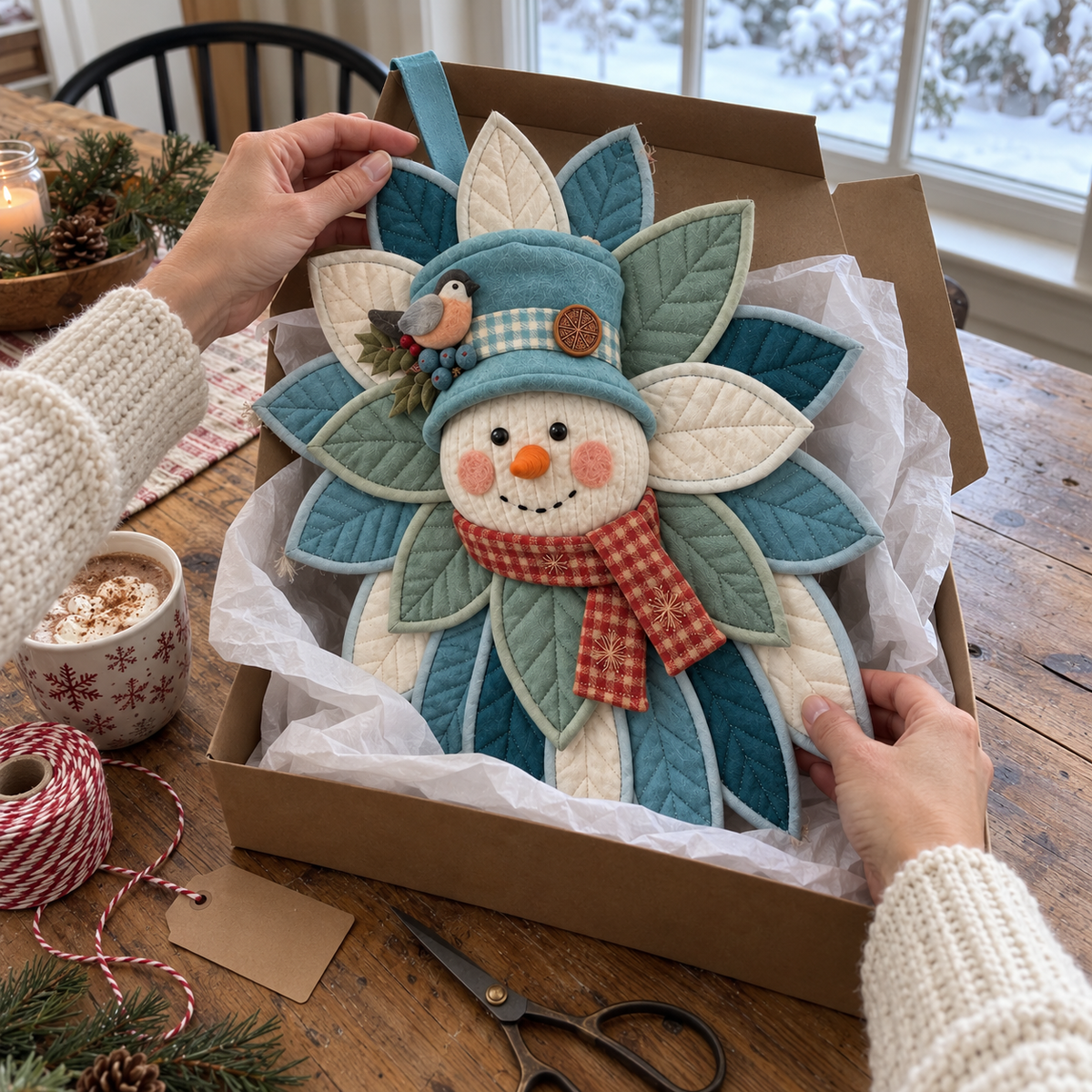 Snowman Petal Wreath Door Hanger — PDF Sewing Pattern