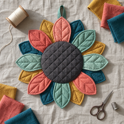 Quilted Sunflower Door Hanger — PDF Sewing Pattern