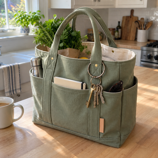 Multi-Pocket Canvas Tote Bag — PDF Sewing Pattern