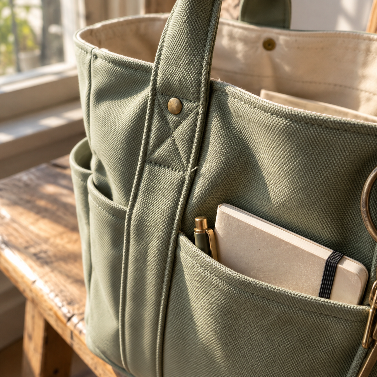 Multi-Pocket Canvas Tote Bag — PDF Sewing Pattern