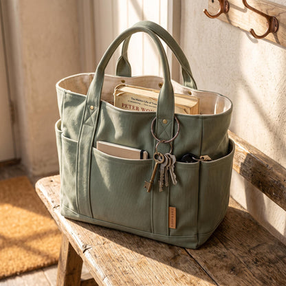 Multi-Pocket Canvas Tote Bag sewing pattern