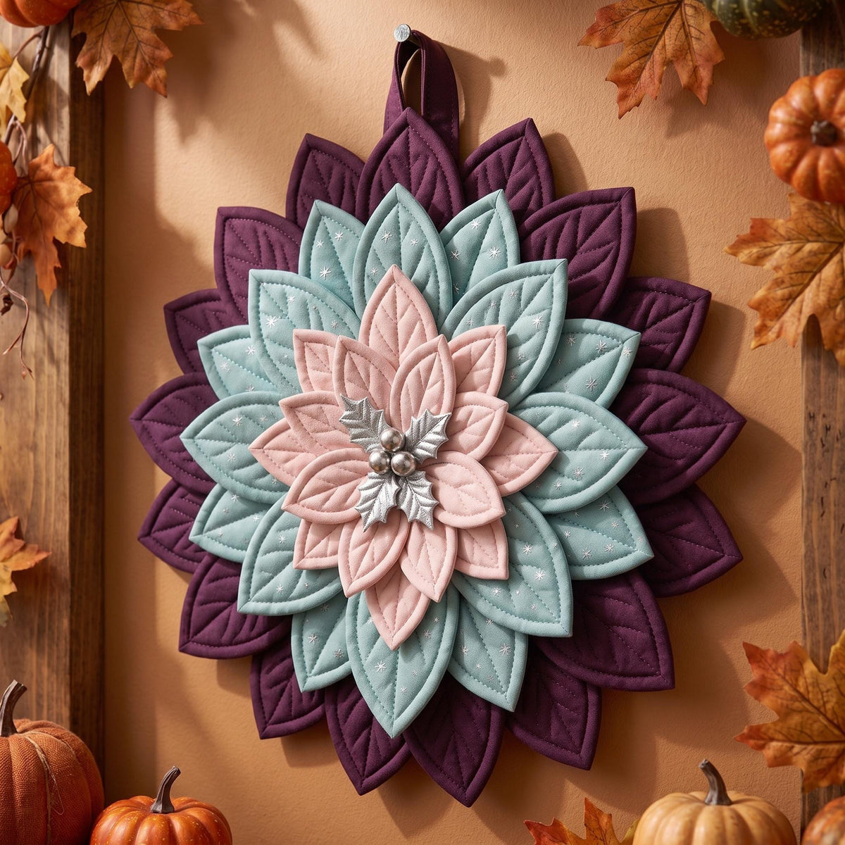 Folded Poinsettia Wreath — PDF Sewing Pattern