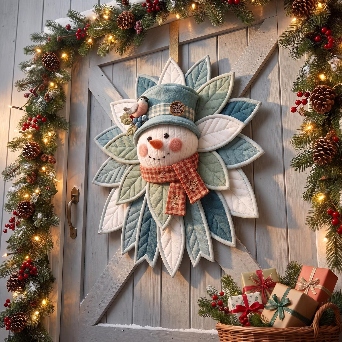 Quilted Snowman Door Hanger