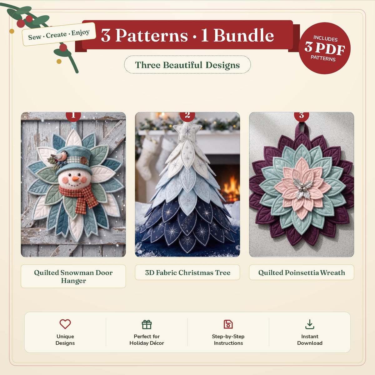 Christmas Trio Bundle sewing patterns