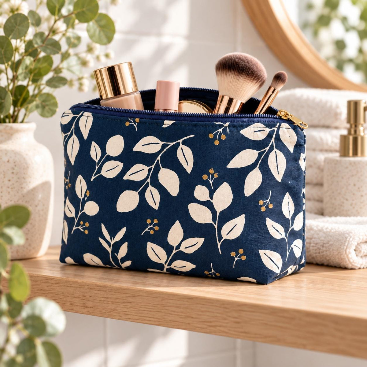 Flat-bottom makeup bag sewing pattern