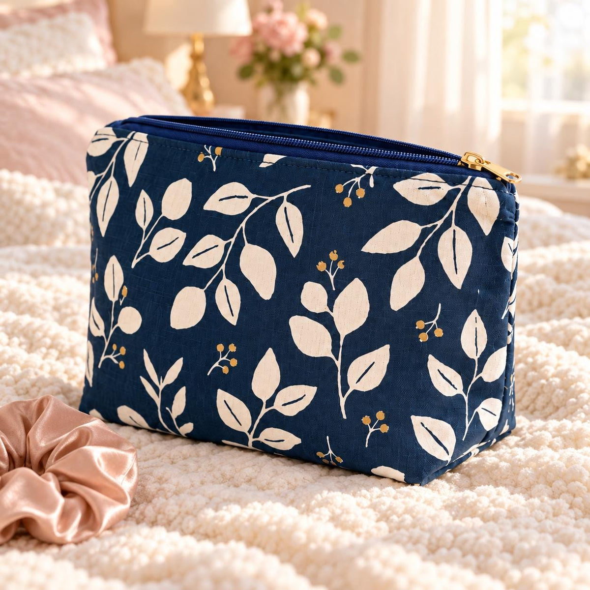 Flat-bottom makeup bag sewing pattern